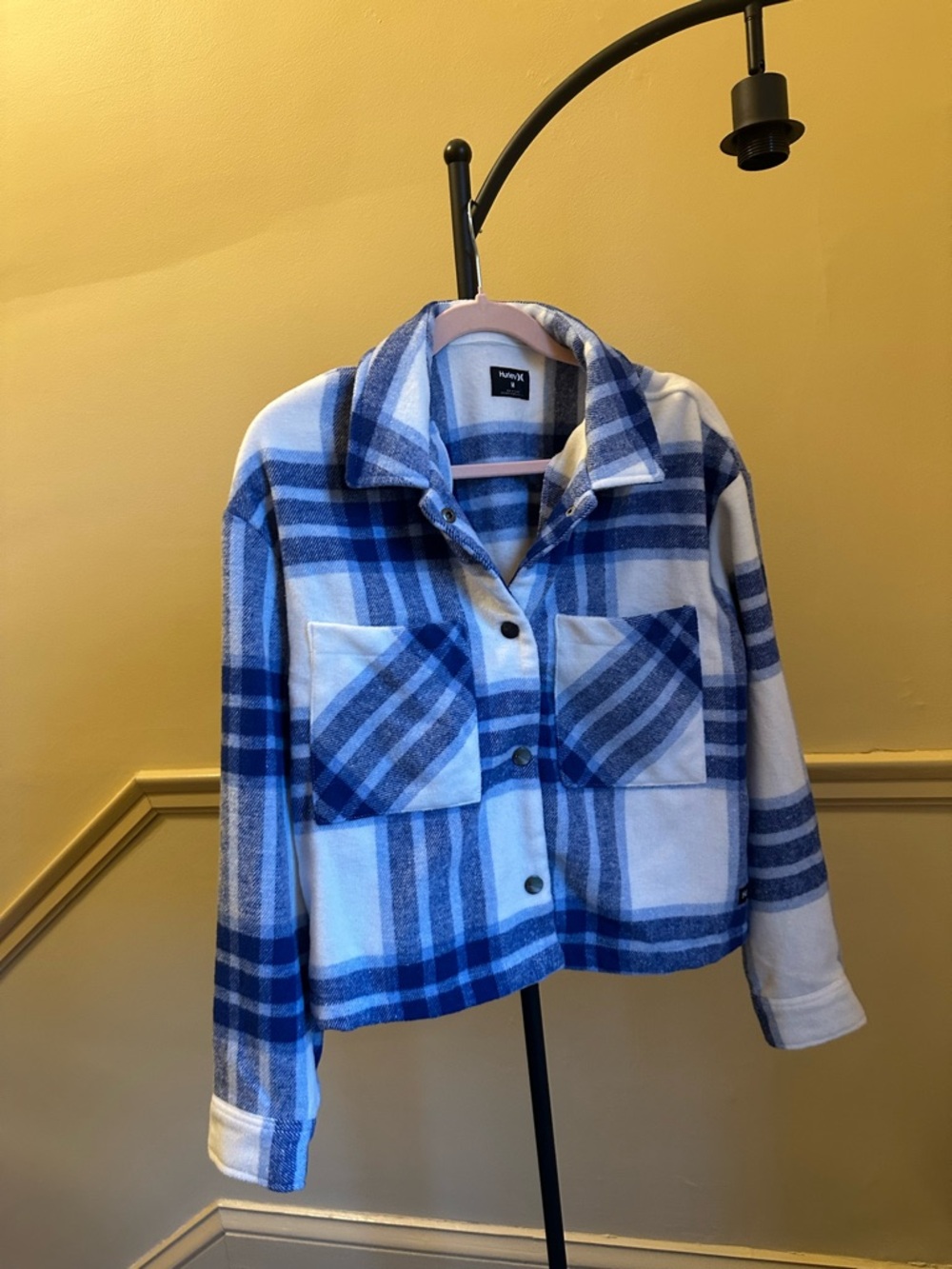 Hurley Blue & White Plaid Button-Up Jacket